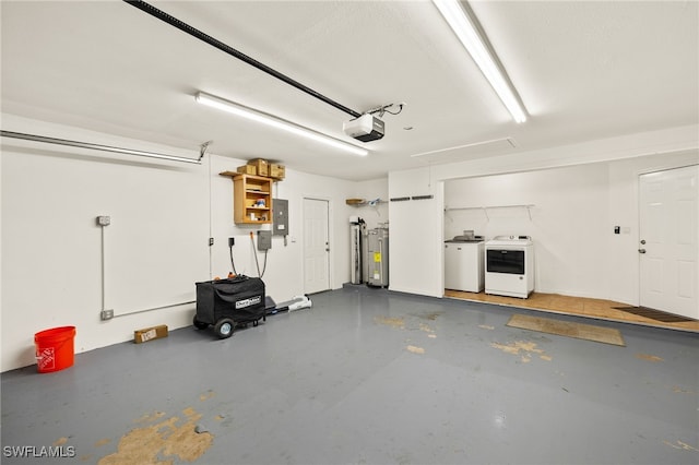 19897 Midway Blvd, Port Charlotte, FL 33948 - garage with separate washer and dryer, electric panel, a garage door opener, and electric water heater