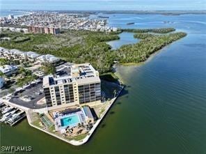 400 E Lenell Unit 110, Fort Myers Beach, FL 33931 - bird's eye view of a nearby body of water and a pool area