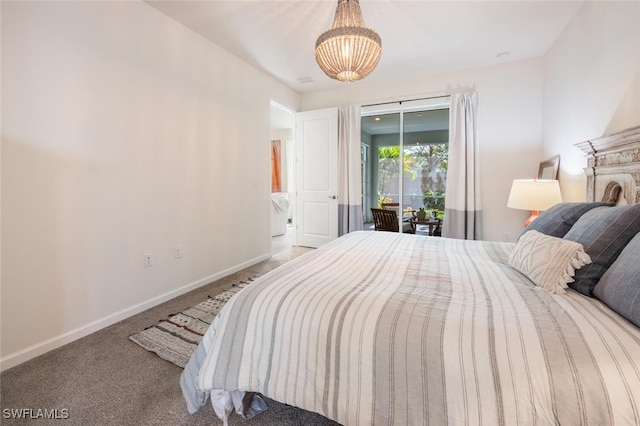 4720 Arboretum Cir Unit 102, Naples, FL 34112 - bedroom featuring access to outside, a chandelier, and carpet