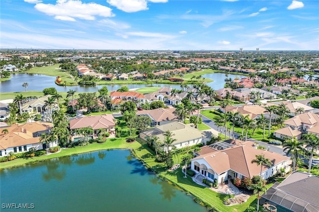 14581 Headwater Bay Ln, Fort Myers, FL 33908 - aerial perspective of suburban area with a large body of water