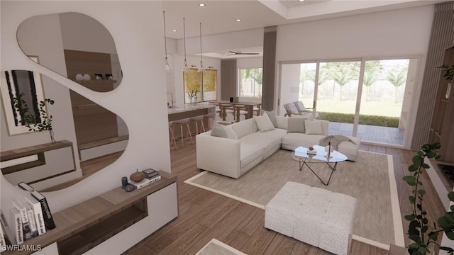 1021 Gaucho Ter, North Port, FL 34286 - living area featuring wood finished floors and recessed lighting