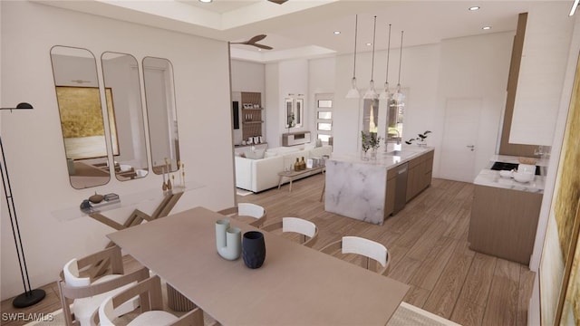 1021 Gaucho Ter, North Port, FL 34286 - dining area with light wood finished floors and recessed lighting