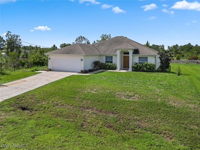 2811 44th St W, Lehigh Acres, FL 33971 - ranch-style home featuring a garage, stucco siding, driveway, and a front yard