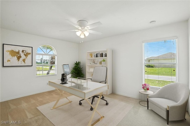 4322 NW 32nd Ter, Cape Coral, FL 33993 - home office featuring light colored carpet and ceiling fan