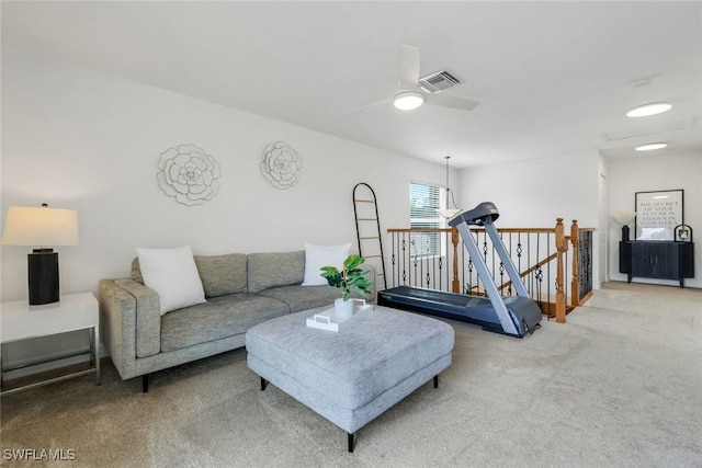 10490 Spruce Pine Ct, Fort Myers, FL 33913 - living area with carpet floors and ceiling fan