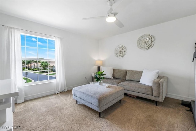 10490 Spruce Pine Ct, Fort Myers, FL 33913 - living area with carpet flooring and a ceiling fan