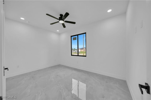 2018 Nelson Rd N, Cape Coral, FL 33993 - empty room with recessed lighting, a ceiling fan, and marble finish flooring