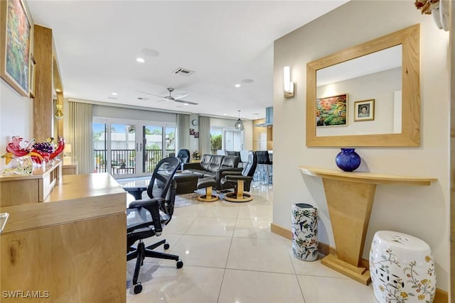 7105 Quail Run Ct W Unit 4, Fort Myers, FL 33908 - tiled office space with ceiling fan and recessed lighting