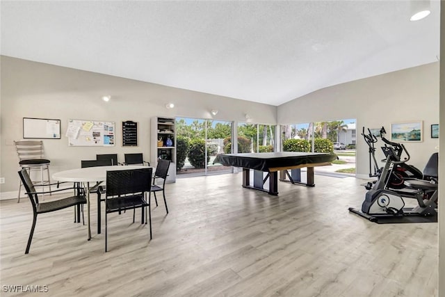 7105 Quail Run Ct W Unit 4, Fort Myers, FL 33908 - game room featuring vaulted ceiling, healthy amount of natural light, light wood-style floors, and billiards