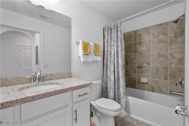 43040 Greenway Blvd Unit 536, Punta Gorda, FL 33982 - full bathroom with vanity, shower / tub combo with curtain, and tile patterned floors