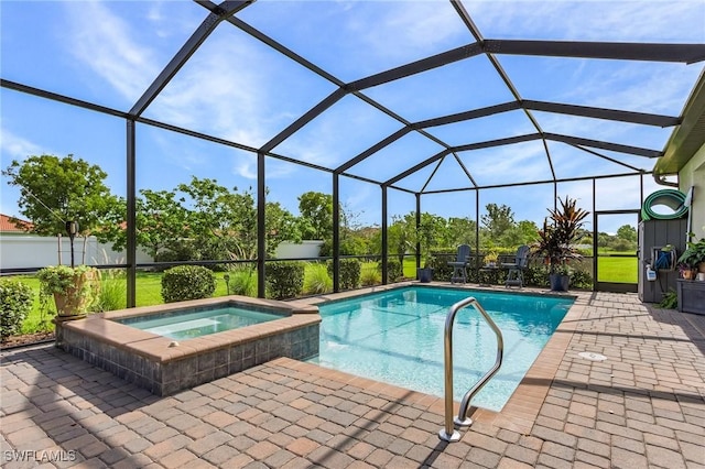 14659 Adina Ln, Fort Myers, FL 33905 - view of swimming pool with a pool with connected hot tub, a patio area, and a lanai