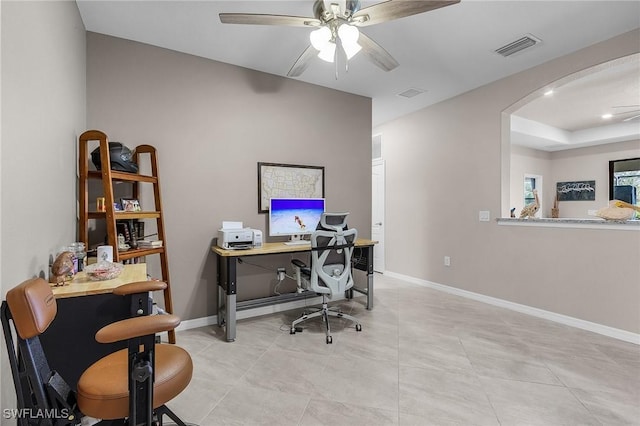 14659 Adina Ln, Fort Myers, FL 33905 - office space with ceiling fan and arched walkways