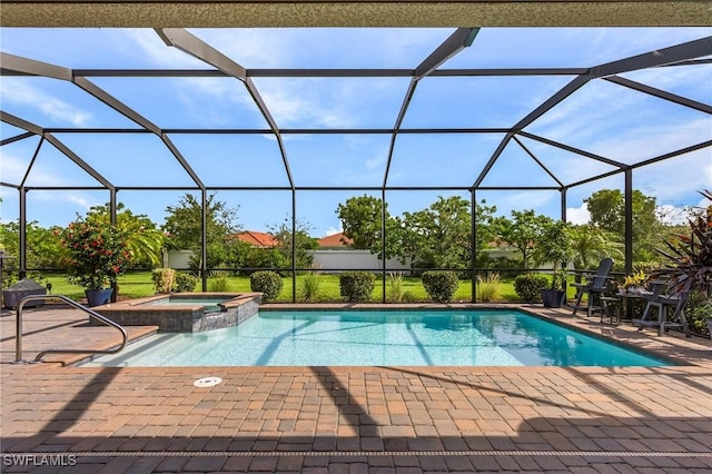 14659 Adina Ln, Fort Myers, FL 33905 - view of pool with a patio, a pool with connected hot tub, and a lanai