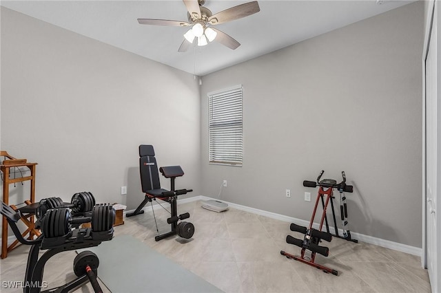 14659 Adina Ln, Fort Myers, FL 33905 - workout room with ceiling fan and baseboards