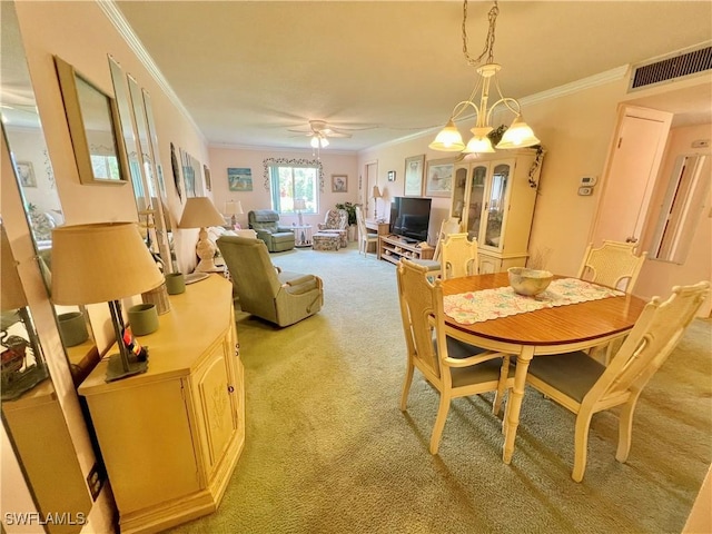 331 Joel Blvd Unit 109, Lehigh Acres, FL 33936 - dining space featuring light carpet, crown molding, and ceiling fan