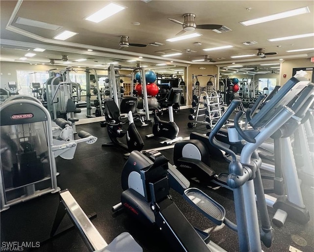 6533 Monterey Pt Unit 204, Naples, FL 34105 - gym featuring a ceiling fan