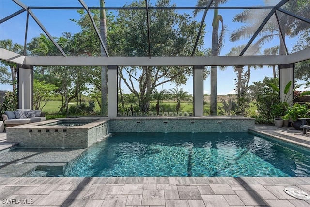3159 Heather Glen Ct, Naples, FL 34114 - view of pool featuring a lanai and a pool with connected hot tub