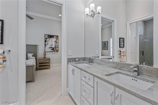 3159 Heather Glen Ct, Naples, FL 34114 - full bathroom featuring double vanity and a stall shower