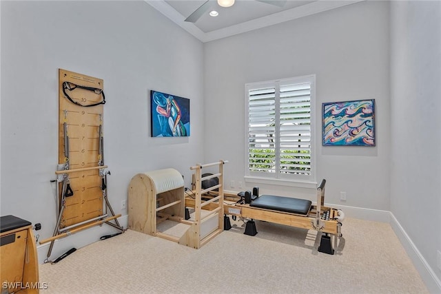 3159 Heather Glen Ct, Naples, FL 34114 - workout room with carpet flooring and recessed lighting