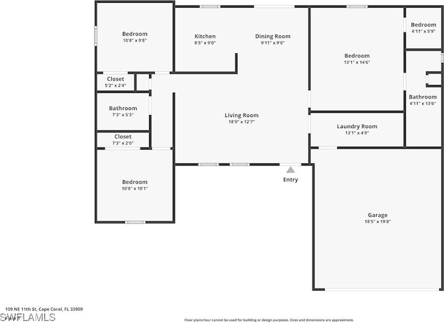 109 NE 11th St, Cape Coral, FL 33909 - view of floor plan / room layout