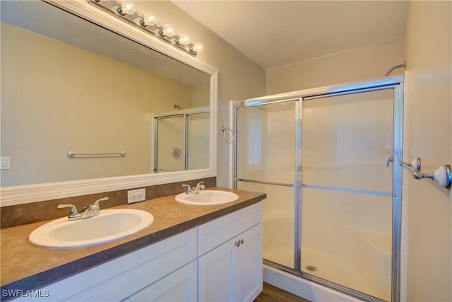 109 NE 11th St, Cape Coral, FL 33909 - full bathroom with a shower with door and double vanity