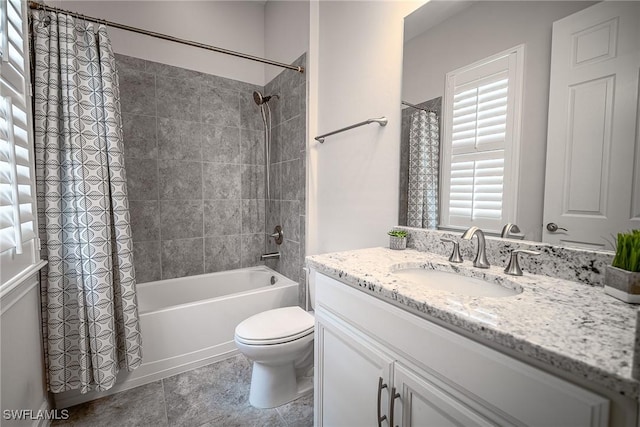1387 Mockingbird Dr, Naples, FL 34120 - bathroom with vanity, shower / bath combo with shower curtain, and tile patterned flooring