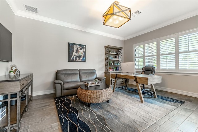 1387 Mockingbird Dr, Naples, FL 34120 - office with wood finished floors and crown molding