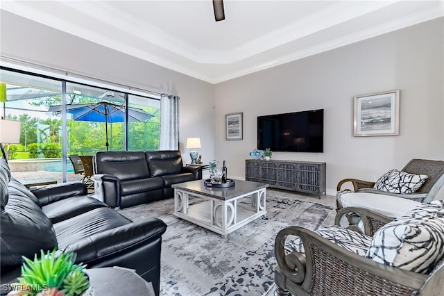 1387 Mockingbird Dr, Naples, FL 34120 - living room with a raised ceiling and baseboards
