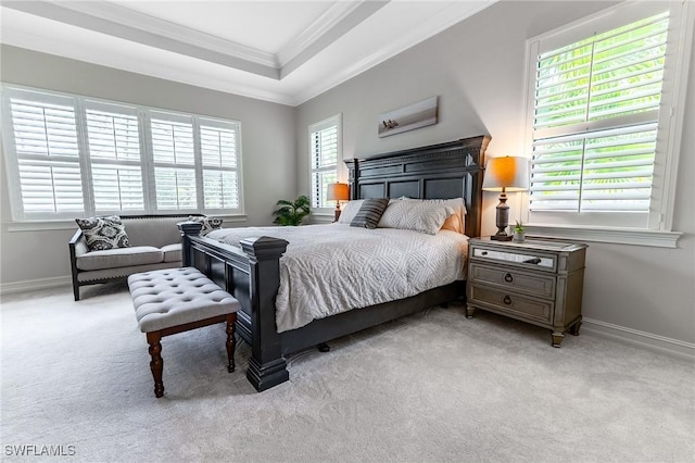 1387 Mockingbird Dr, Naples, FL 34120 - bedroom featuring ornamental molding, carpet, and a tray ceiling