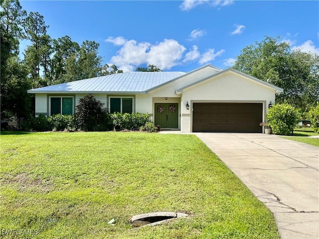3307 33rd St W, Lehigh Acres, FL 33971 - single story home with stucco siding, a garage, a front lawn, and concrete driveway