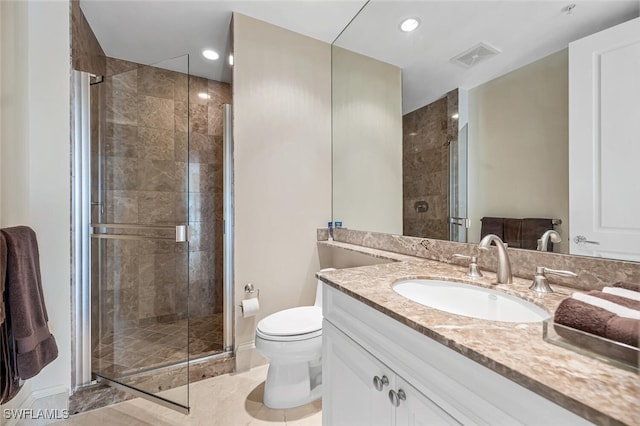 940 Cape Marco Dr Unit 1603, Marco Island, FL 34145 - bathroom featuring vanity, a stall shower, and recessed lighting