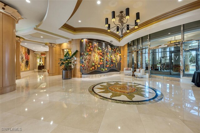 940 Cape Marco Dr Unit 1603, Marco Island, FL 34145 - community lobby featuring crown molding and recessed lighting