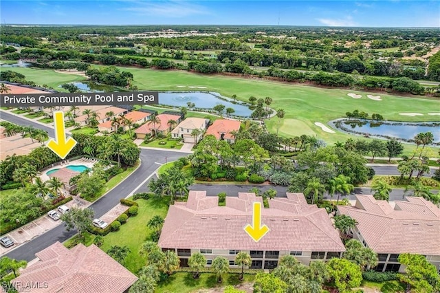 28601 Firenze Way Unit 102, Bonita Springs, FL 34135 - aerial perspective of suburban area with a golf club and a nearby body of water