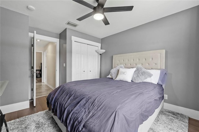17971 Bermuda Dunes Dr, Fort Myers, FL 33967 - bedroom with wood finished floors, a closet, and ceiling fan