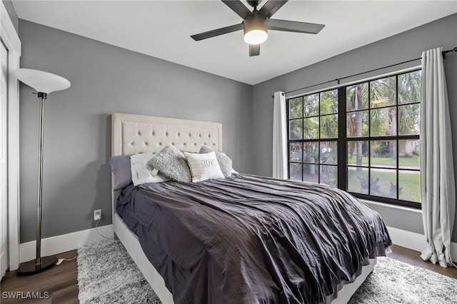 17971 Bermuda Dunes Dr, Fort Myers, FL 33967 - bedroom with dark wood finished floors and ceiling fan