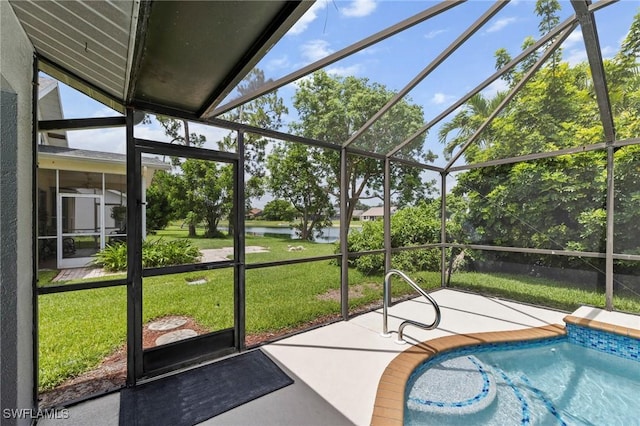 17971 Bermuda Dunes Dr, Fort Myers, FL 33967 - sunroom / solarium with a water view and a jacuzzi