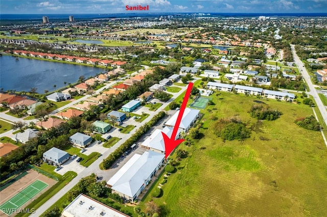 16251 Dublin Cir Unit F101, Fort Myers, FL 33908 - aerial view of property's location featuring a large body of water and nearby suburban area