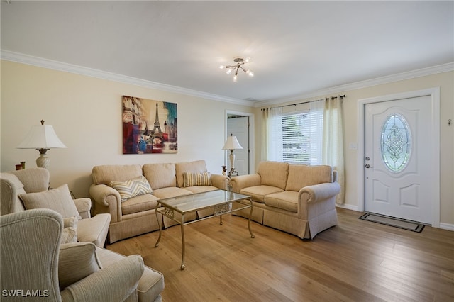 559 Woodruff St, North Fort Myers, FL 33903 - living area with ornamental molding and light wood finished floors