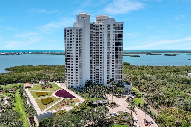 view of property with a water view