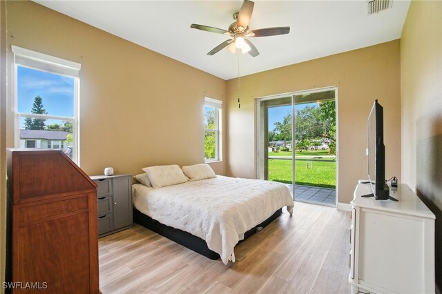 3271 Lemon Ln, Naples, FL 34120 - bedroom featuring access to outside, light wood-type flooring, and a ceiling fan