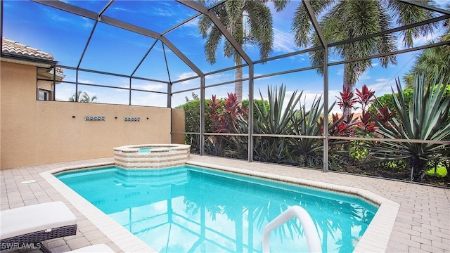 20029 Saraceno Dr, Estero, FL 33928 - view of pool featuring a lanai, a patio area, and a pool with connected hot tub