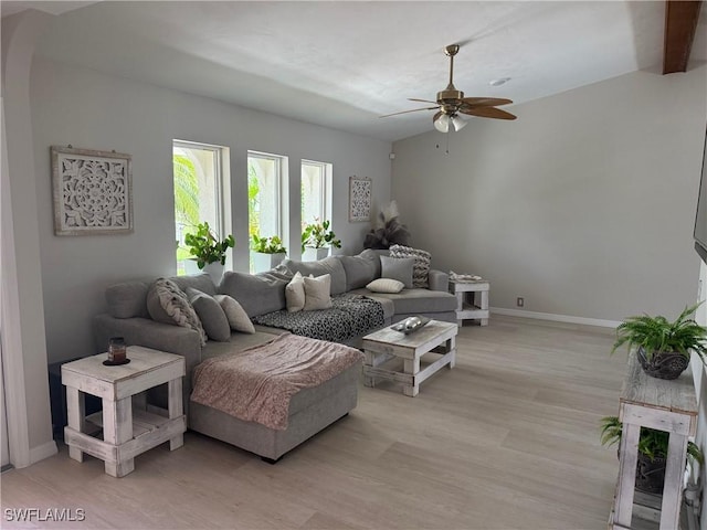 804 SW Santa Barbara Pl, Cape Coral, FL 33991 - living area with ceiling fan, light wood finished floors, and arched walkways