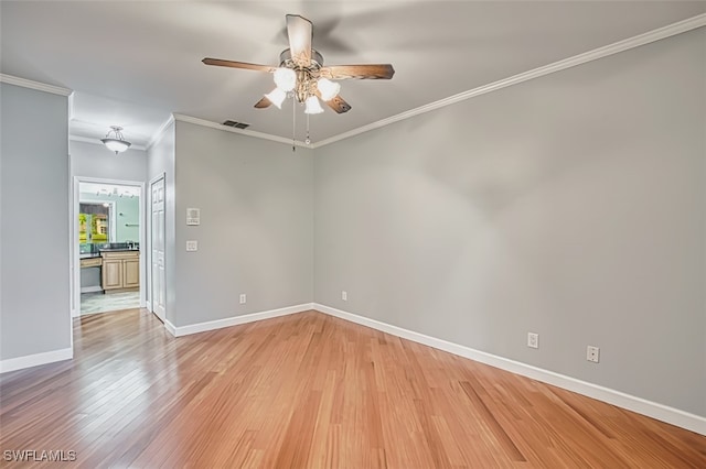 15050 Lakeside View Dr Unit 1003, Fort Myers, FL 33919 - empty room featuring ceiling fan, light wood finished floors, and crown molding
