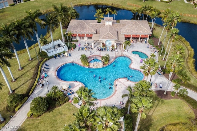 15050 Lakeside View Dr Unit 1003, Fort Myers, FL 33919 - view from above of property with a pool area and a nearby body of water