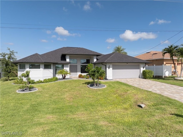 2502 SW 17th Ave, Cape Coral, FL 33914 - view of front of house featuring a garage, driveway, roof with shingles, and stucco siding