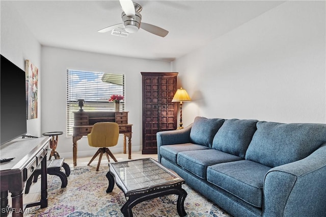 2502 SW 17th Ave, Cape Coral, FL 33914 - living area featuring a ceiling fan and a desk