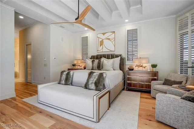 9691 Monteverdi Way, Fort Myers, FL 33912 - bedroom with ornamental molding, light wood-style flooring, and recessed lighting