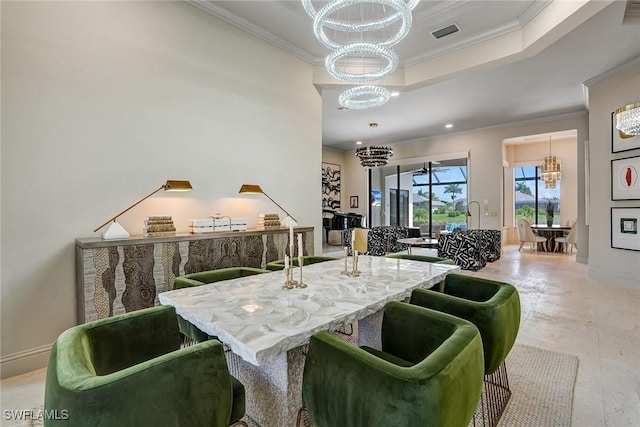 9691 Monteverdi Way, Fort Myers, FL 33912 - dining area featuring a chandelier and crown molding