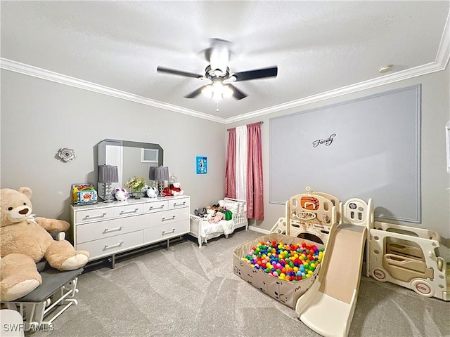 3032 Via Rialto St, Fort Myers, FL 33905 - recreation room with crown molding, carpet floors, and a ceiling fan