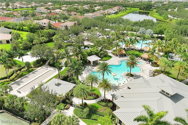 2042 Tamarron Ln, Naples, FL 34120 - aerial view of residential area with a pool area and a large body of water